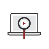 Computer screen with play icon inside icon