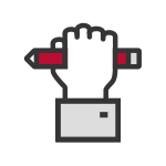 hand holding a pencil icon hand holding a pencil icon