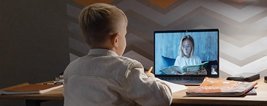 boy in virtual class