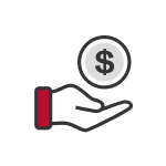 Hand and dollar icon Hand and dollar icon
