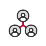Three avatars connected icon Three avatars connected icon