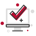 Computer screen with a checkmark inside icon